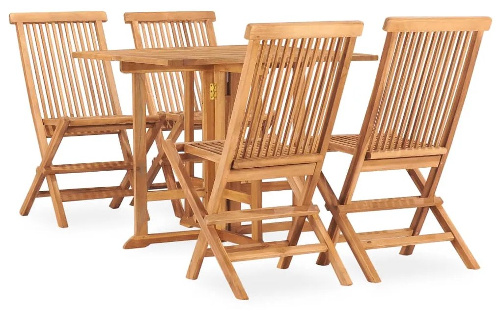 Set Da Pranzo Da Giardino 5 Pz Pieghevole İn Massello Di Teak /