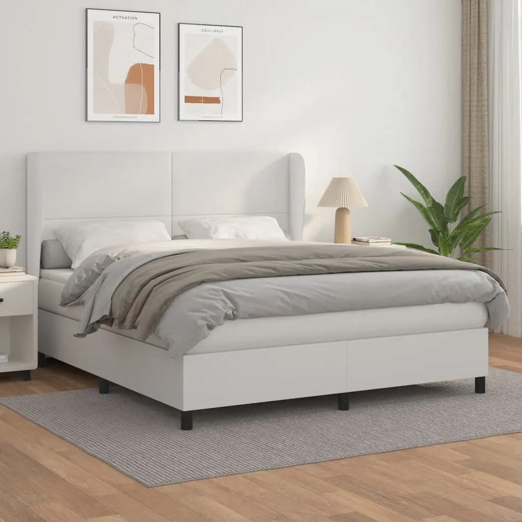 Giroletto A Molle Con Materasso Bianco 160x200 Cm İn Similpelle /