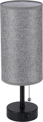 Brilagi - Lampada da tavolo con porta USB TABLON 1xE27/25W/230V nero/grigio