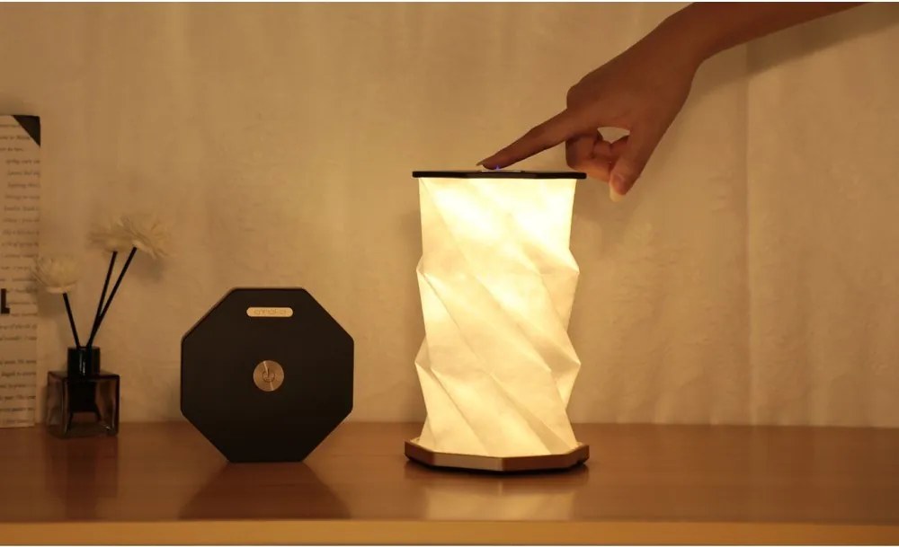 Decorazione luminosa nera con ricarica USB ø 12 cm Twist Hexagon – Gingko