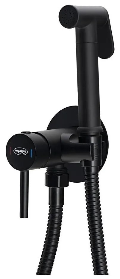 Aqualine - Rubinetto per bidet con doccia da incasso opaco nero