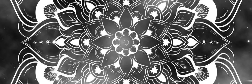 Quadro su tela – Mandala moderna con motivo orientale in bianco e nero