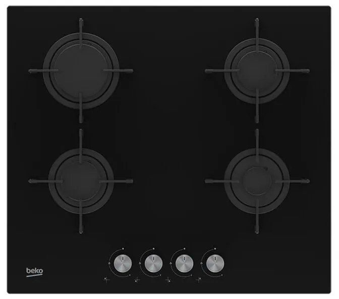 Beko HILG 64220 S Piani cottura a gas da incasso nero - Piano cottura (Built-in, Gas Hobob, Glass, Black, Enamelled, Turntable)