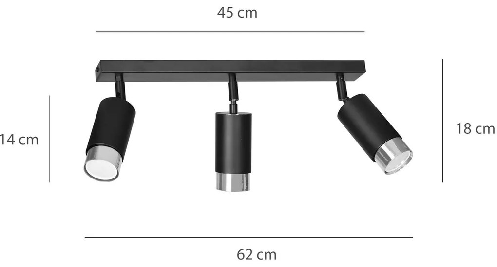 Lampadario Orientabile HIRO 3 BLACK e WHITE da soffitto e parete