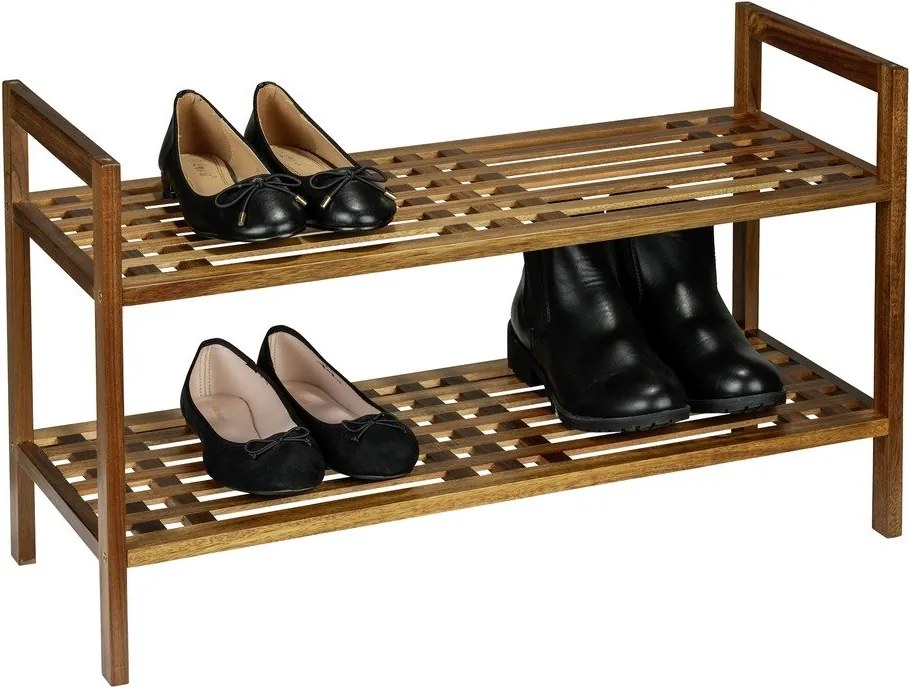 Scarpiera di colore naturale in acacia massiccia 69x40,5x27 cm Fondi – Wenko