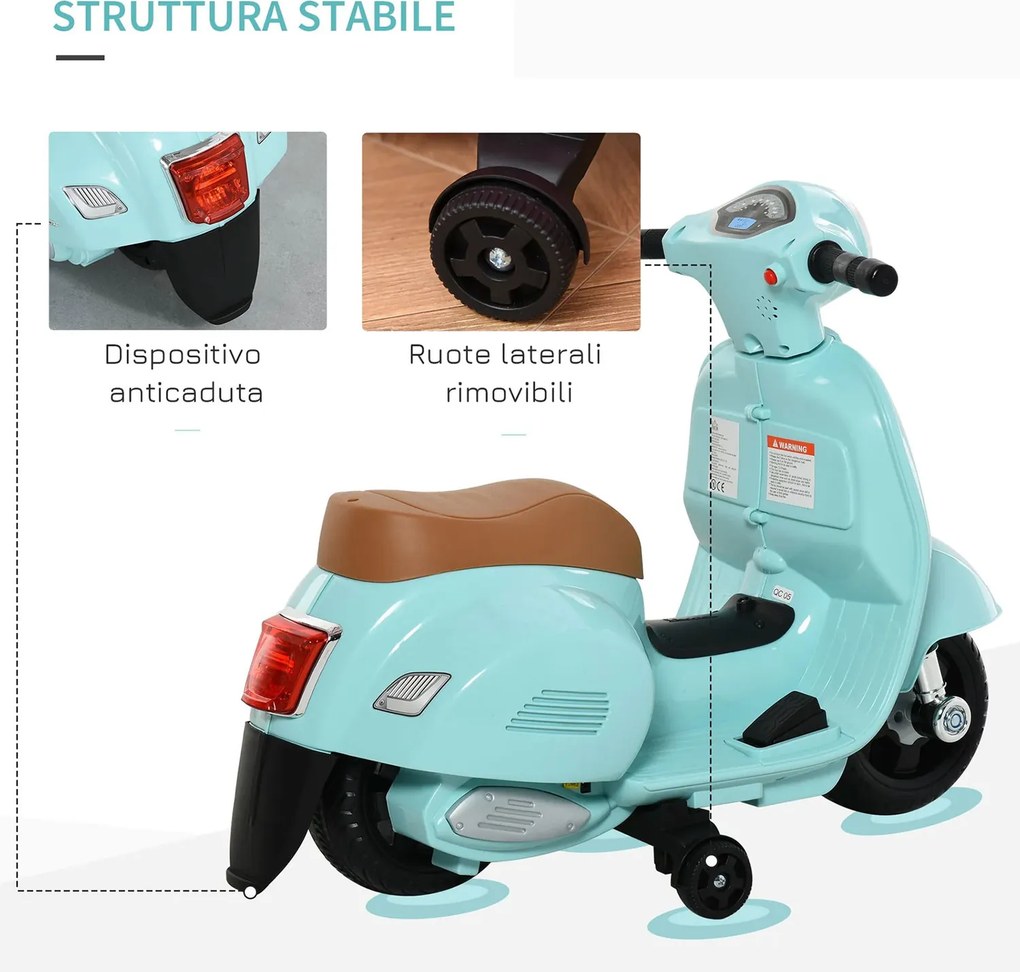 Scooter Elettrico per Bambini Licenza Ufficiale Piaggio Vespa Small 7,2V 2,5Ah Verde...