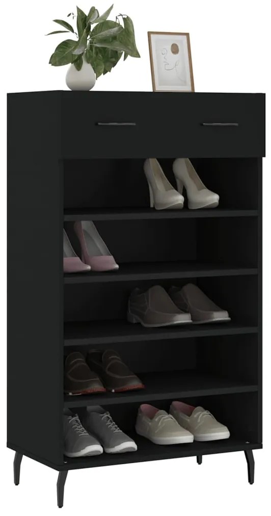 Scarpiera nera 60x35x105 cm in legno multistrato