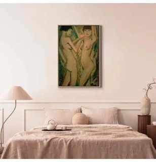 Quadro - Zwei Mädchen (Otto Mueller) In cornice di legno naturale 40x60