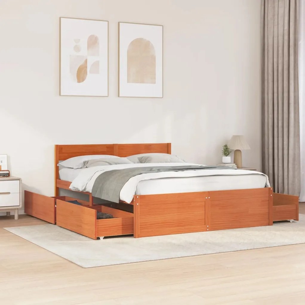 Letto senza materasso marrone cera 160x200 cm in legno di pino