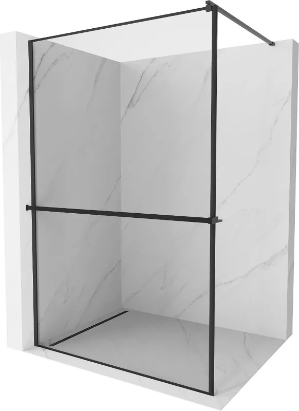 Mexen Kioto+ pannello doccia con mensola Walk-in 110 x 200 cm, cornice nera, nero - 800-110-121-70-70