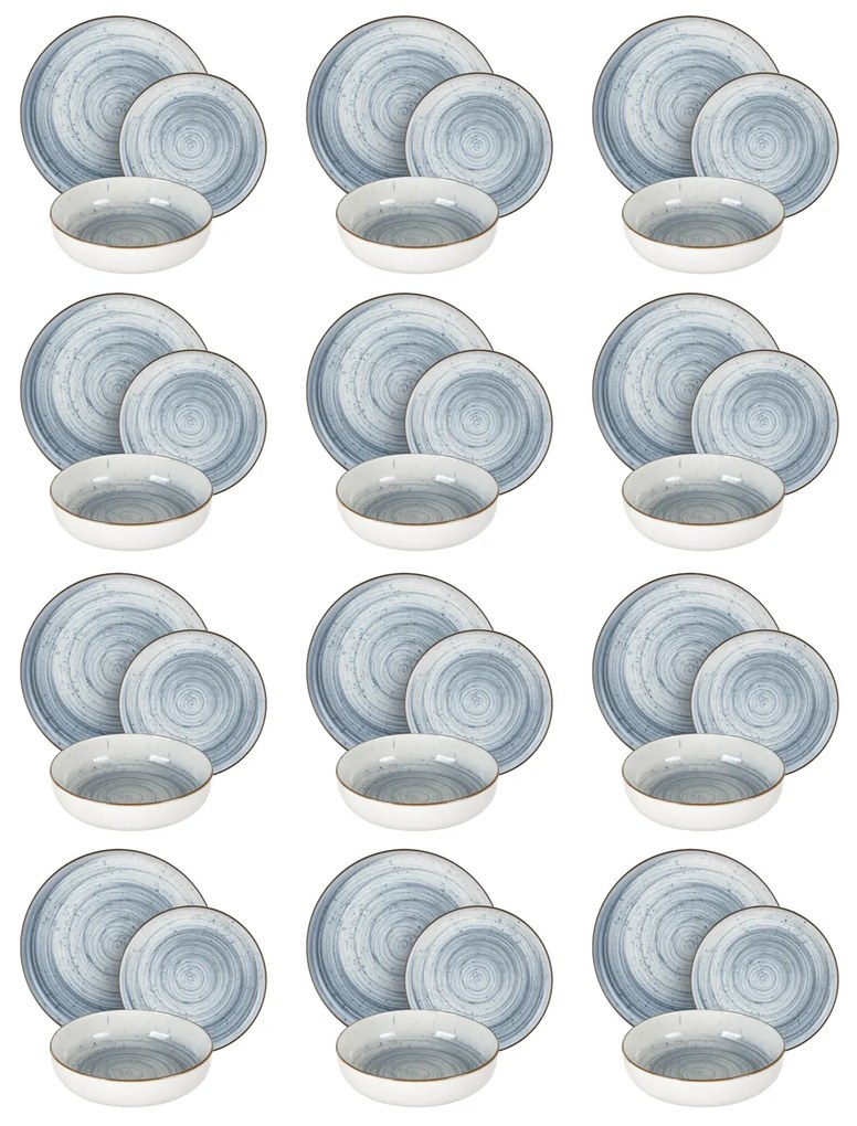 Servizio 36 piatti stoneware azzurro spirale Nordic Brillo