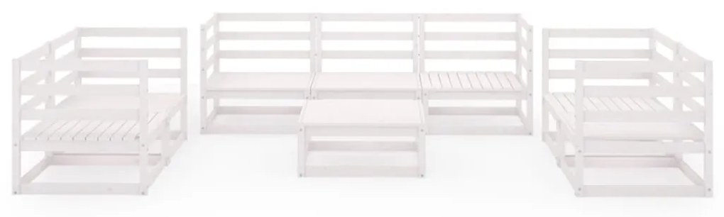 Set Divani da Giardino 8 pz Bianco in Legno Massello di Pino