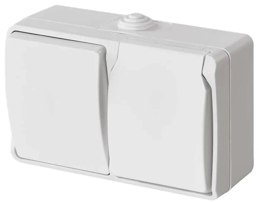 Interruttore domestico AC n. 6 con presa 250V/16A IP44 bianco