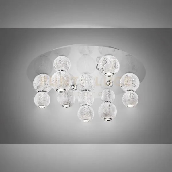 Diamante plafoniera rotonda, acrilico trasparente, struttura cromat...