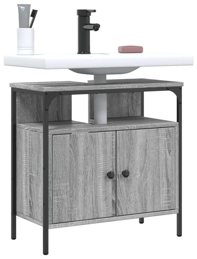 Mobile Lavabo Bagno Grigio Sonoma 60x30x60 Cm Legno Multistrato /