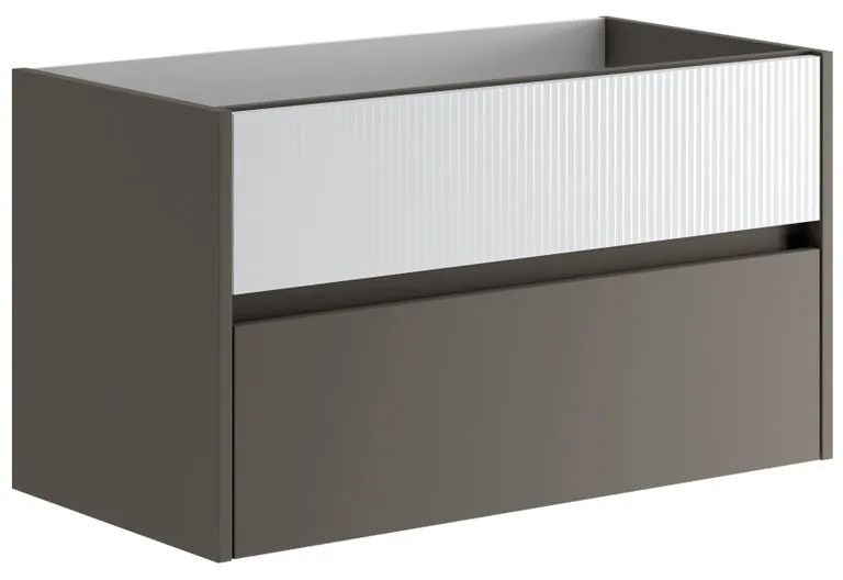 Mobile da bagno sospeso sotto lavabo L 89.5 x H 50 x P 45.5 cm grigio laccato opaco, 2 cassetti Niwa