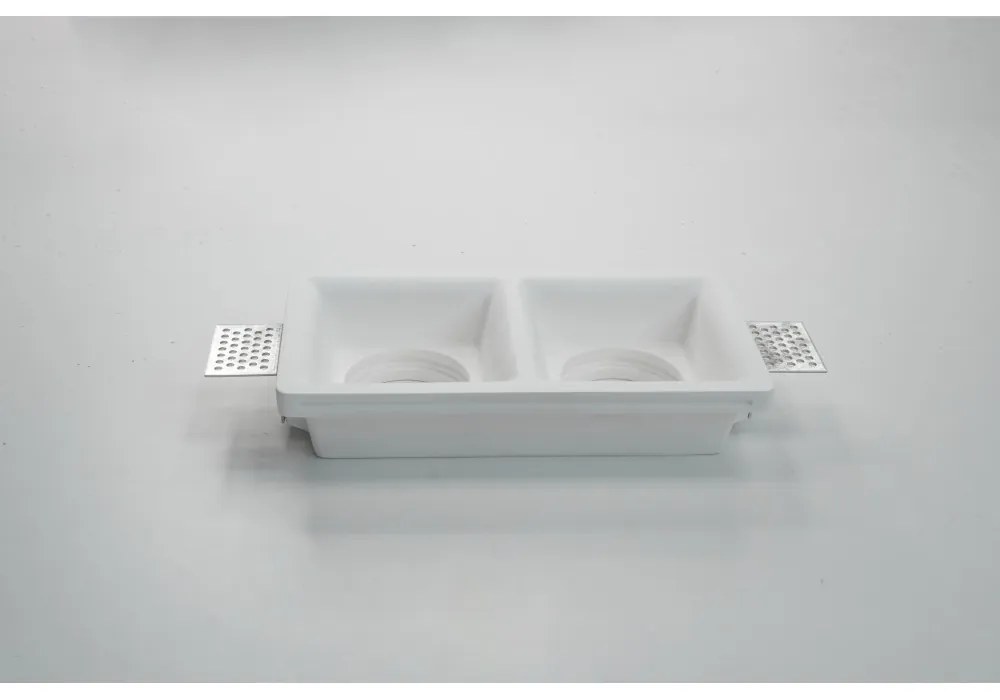 Portafaretto Rettangolare 190x100mm in Gesso Pitturabile 2xGU10 e MR16 Materiale Gesso