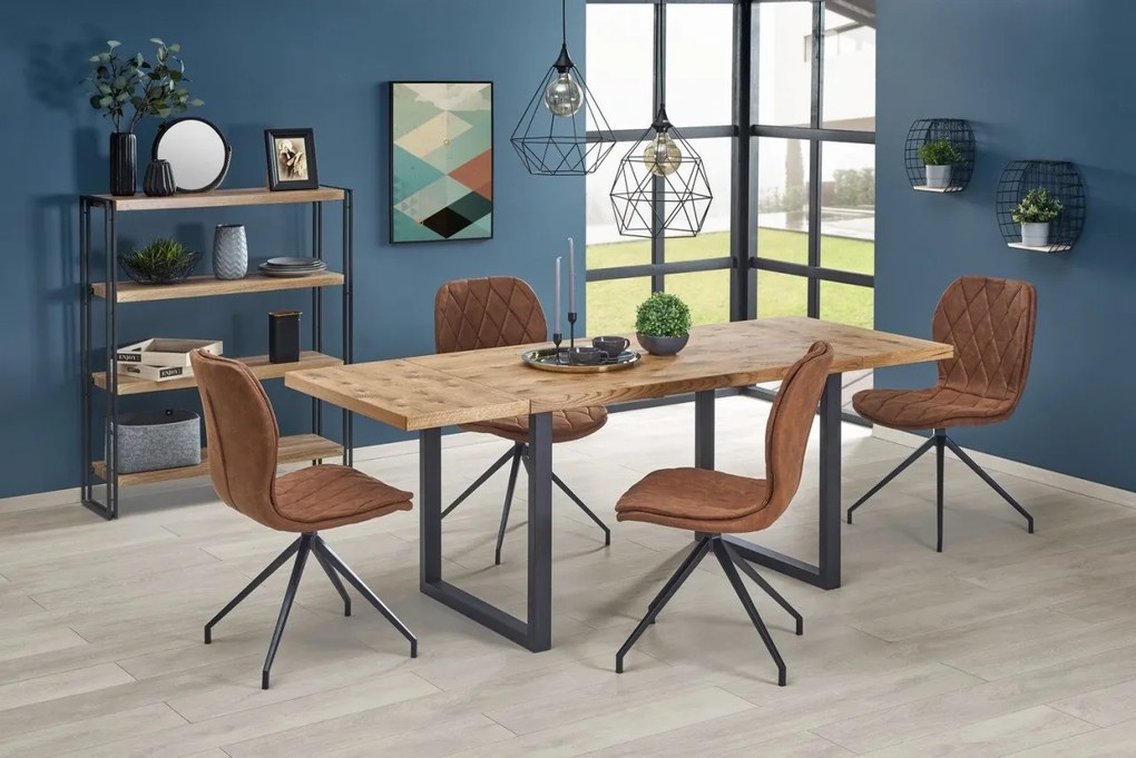 Set tavolo Horus allungabile - L126-206 cm + 4 sedie K237 in marrone