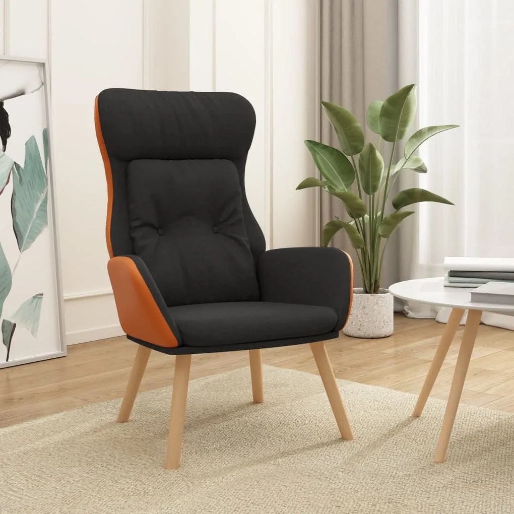 Poltrona Rilassante Nera İn Tessuto E Pvc /