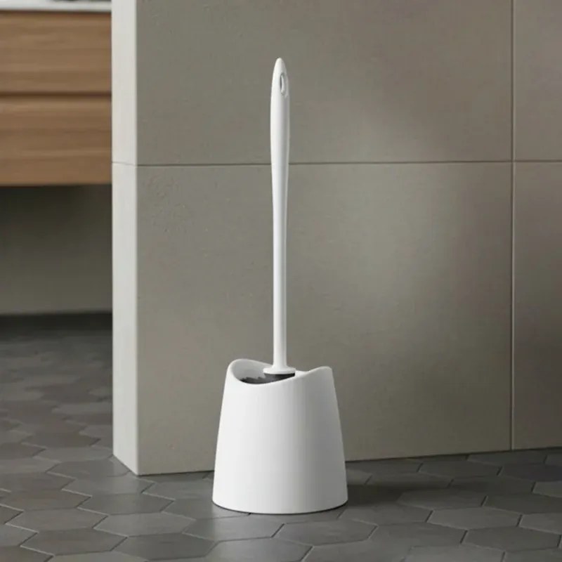 Portascopino wc da appoggio bianco in abs con setole nere