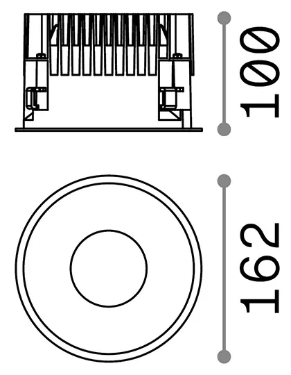 Faretto Ad Incasso Off Alluminio Nero Led 28W 3000K Luce Calda