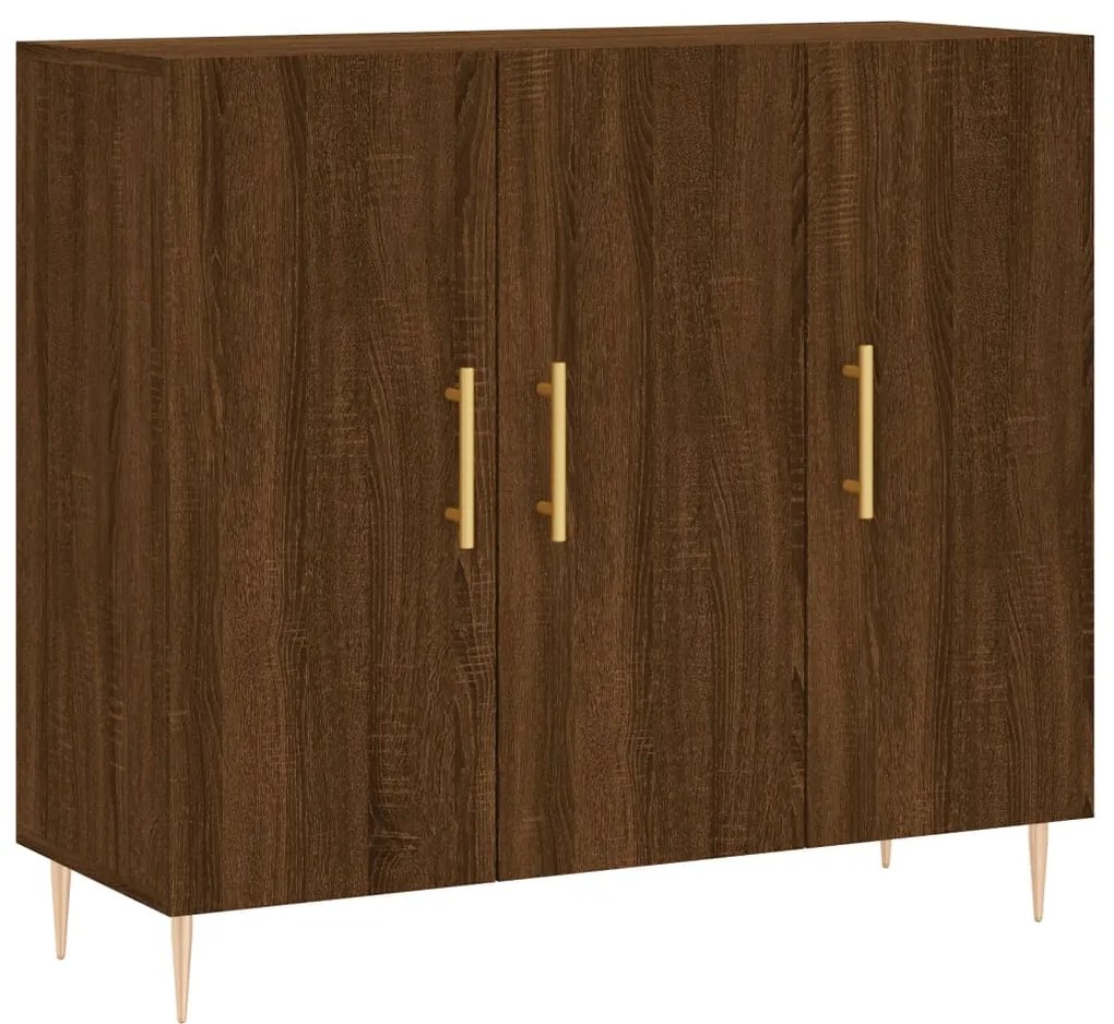 Credenza rovere marrone 90x34x80 cm in legno multistrato