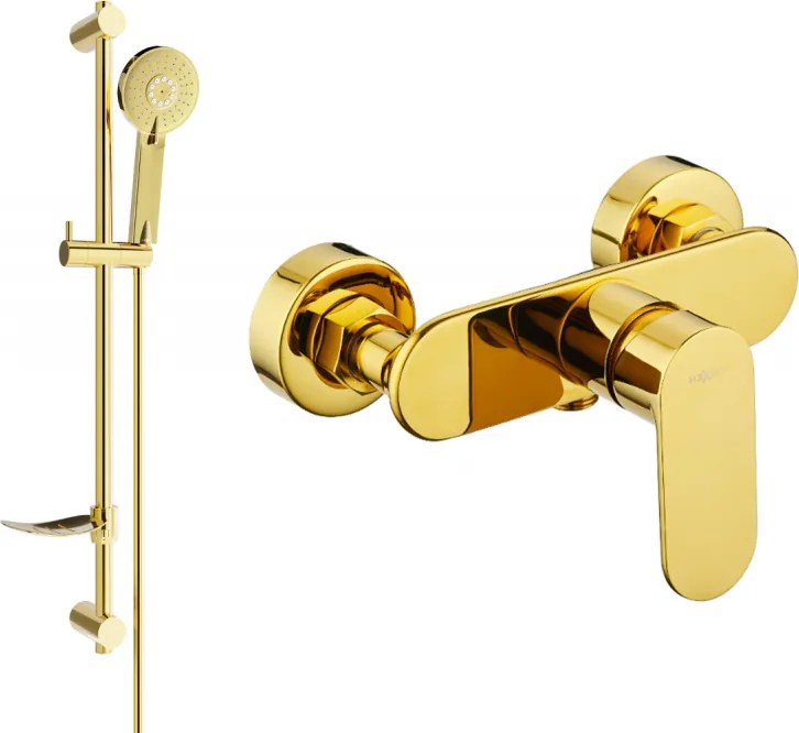 Mexen Milo DF40 rubinetto doccia con set doccia, oro - 7134R40-50