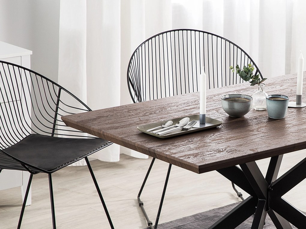 Tavolo da pranzo legno scuro e nero 140 x 80 cm SPECTRA Beliani