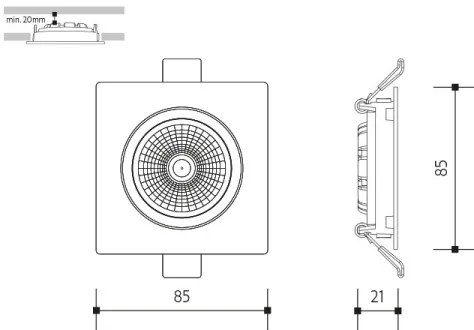 Lampada LED da incasso LED/6W/230V 3000K 8,5x8,5 cm nero