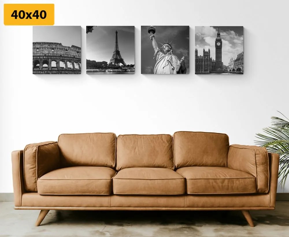 Set di quadri – Monumenti storici in bianco e nero