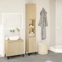 Armadietto da Bagno Rovere Sonoma 30x30x190cm Legno Multistrato 847388