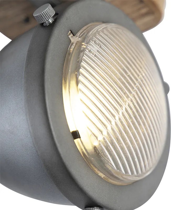 Faretto smart in acciaio con legno incl. WiFi GU10 regolabile - Emado