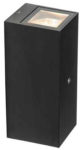 Lampada da parete nera 2 luci IP44 con sensore crepuscolare - Baleno II