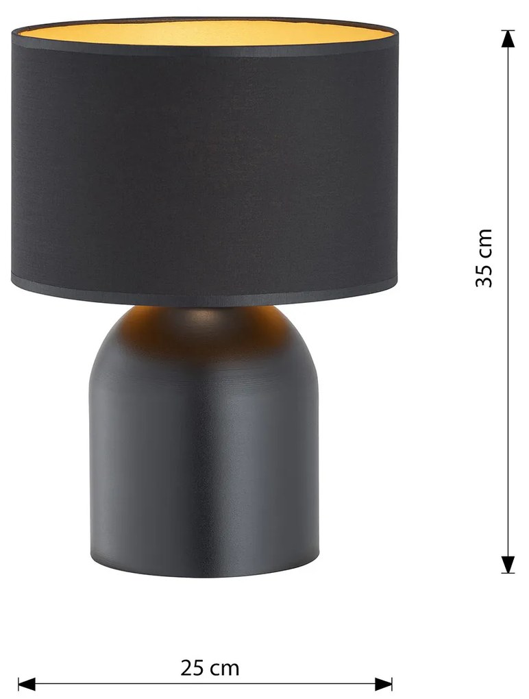 Lampada Da Tavolo Nordica Enlil 1 Luce In Acciaio Nero E Oro