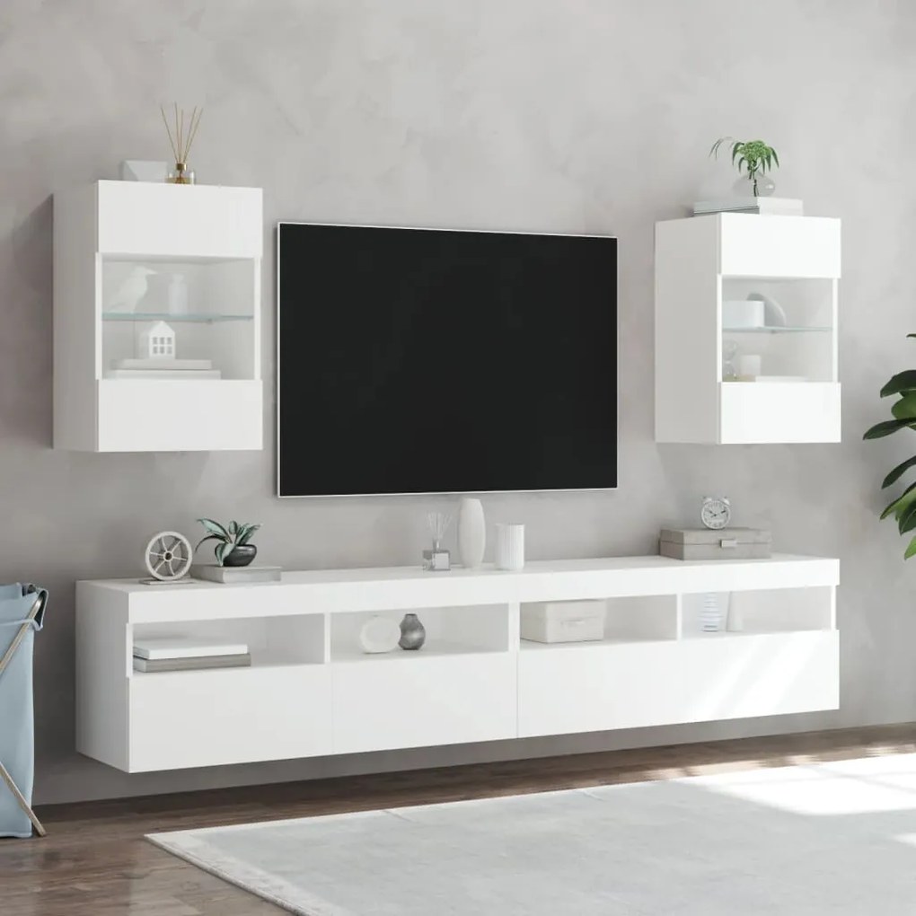 Mobile TV a Parete con Luci LED Bianco 40x30x60,5 cm