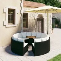 Set Divani da Giardino 9 pz con Cuscini in Polyrattan Nero cod mxl 36165