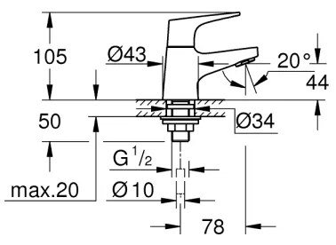 GROHE 20577000 - Valvola da piano START FLOW DN 15, cromo lucido