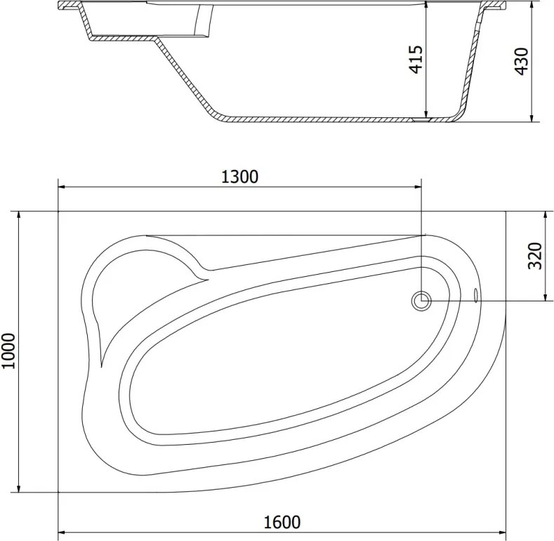 Mexen Westa vasca angolare sinistra 160 x 100 cm, bianca - 560116010001