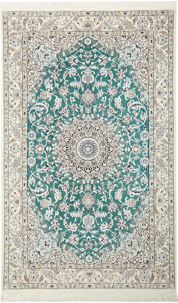 Nain Tappeto 130 x 210 Verde (Iran) Annodato A Mano
