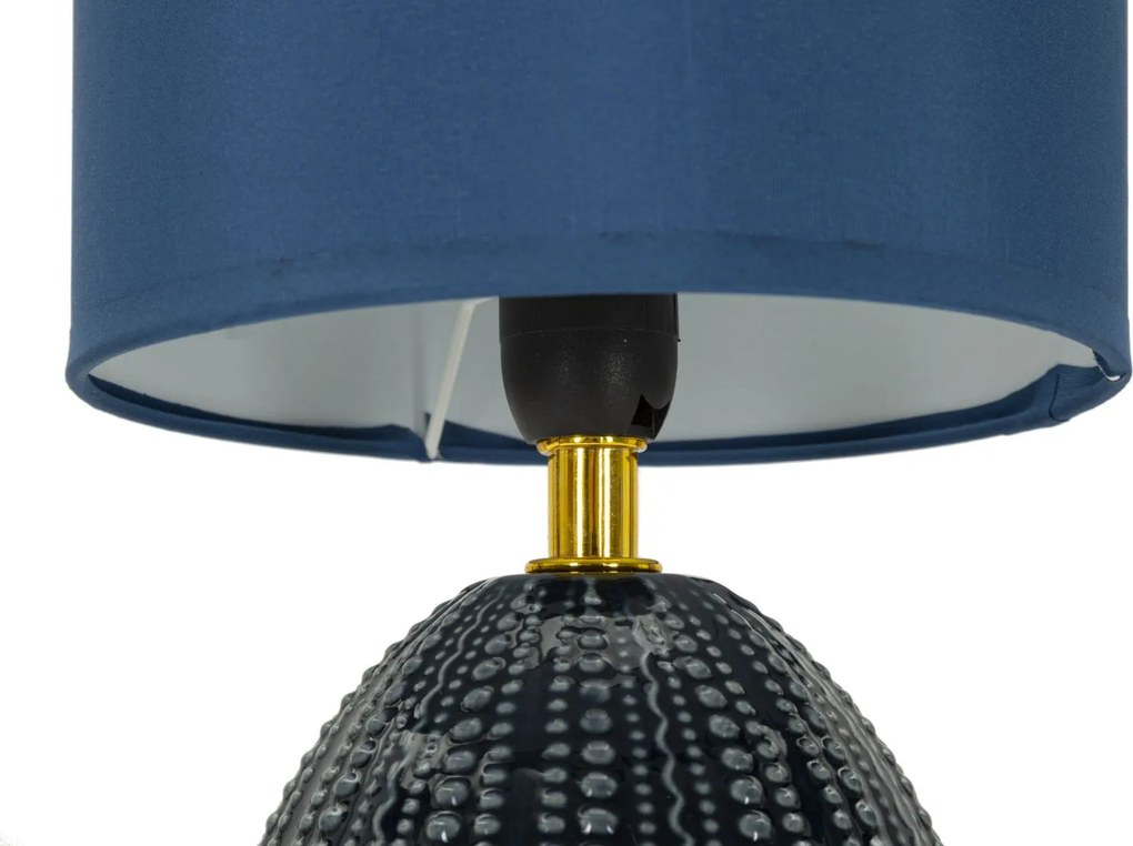 Lampada da Comodino Flavi Blu Ø15x30,5 cm in Ceramica e Ferro e Tessuto Blu...