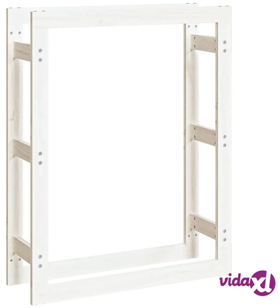 vidaXL Portalegna Bianco 80x25x100 cm in Legno Massello di Pino