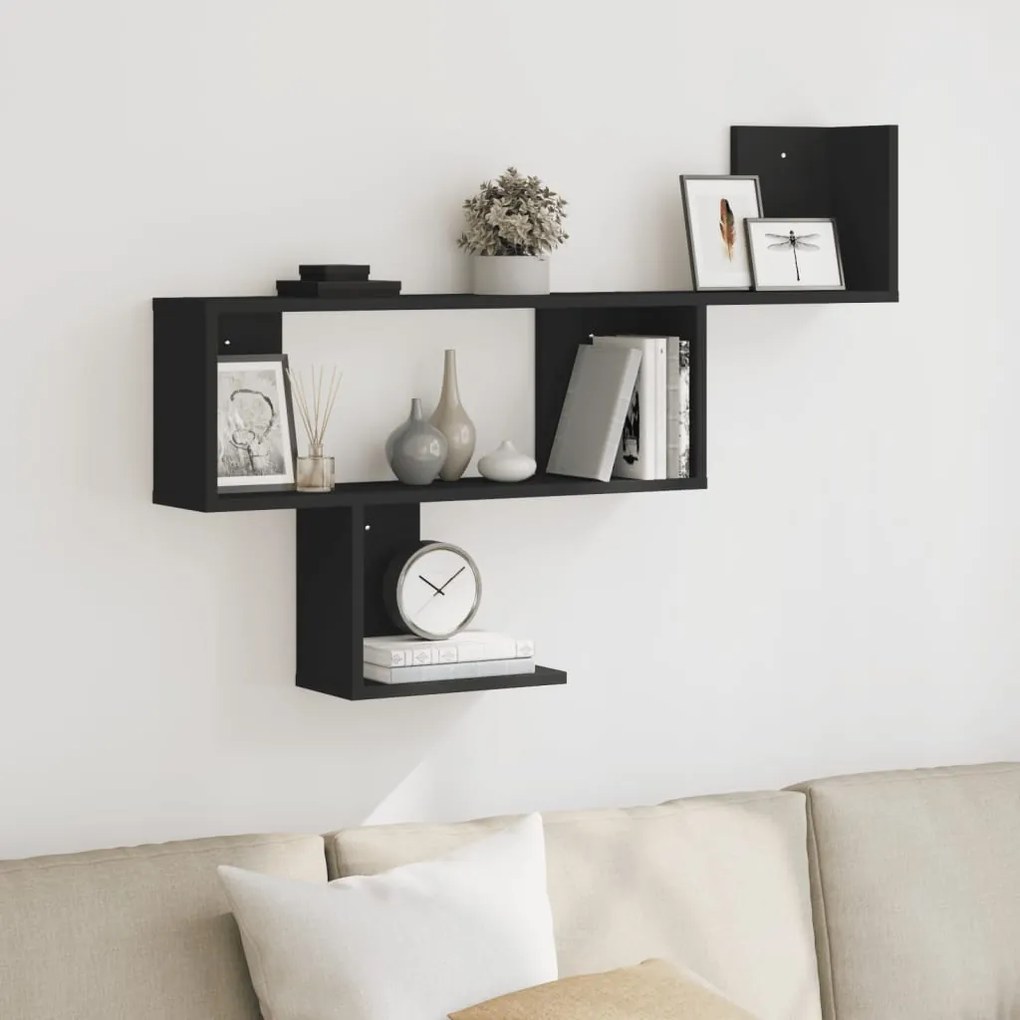 Scaffale A Parete Nero 100x15x70 Cm İn Truciolato /