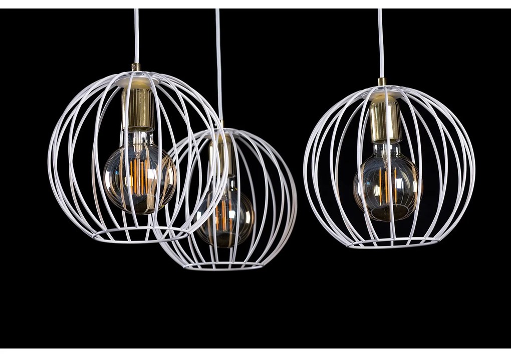 Lampadario Contemporaneo Omoikane Acciaio Bianco 3 Luci E27 Ip20