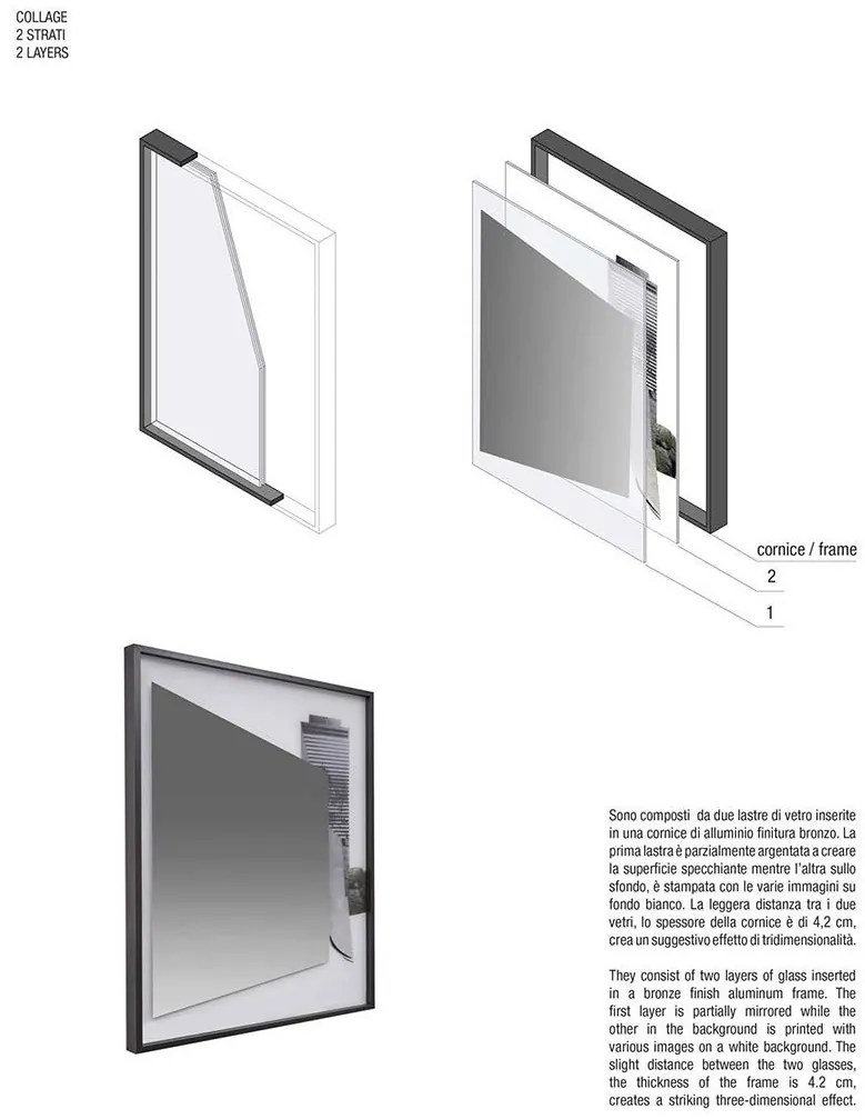 Specchio 90x90 a due Strati con Cornice In Alluminio Collage202 Thewayis Antonio Lupi Design