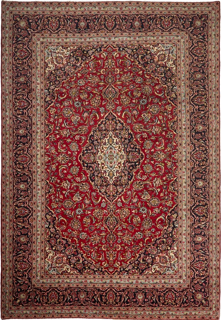 Kashan Tappeto persiano 240x350 Blu (Iran) Annodato A Mano