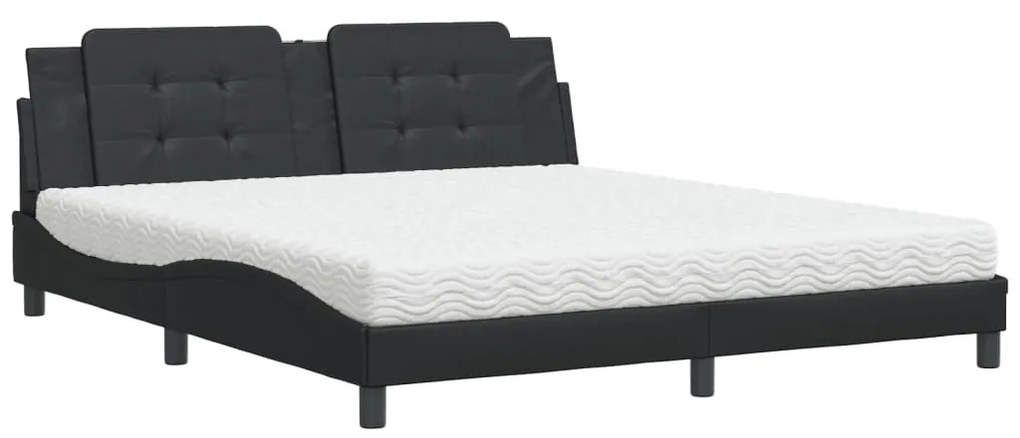 Letto con materasso nero 180x200 cm in similpelle