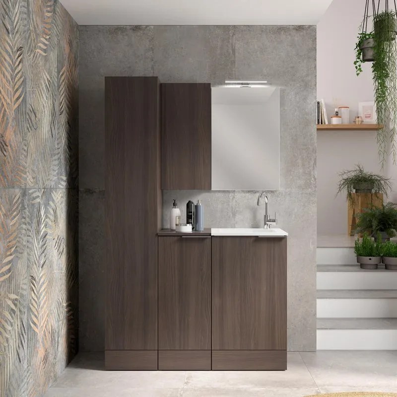 Colonna per mobile bagno Jnka SENSEA 1 anta P 45 x L 35 x H 194 cm legno noce truciolare