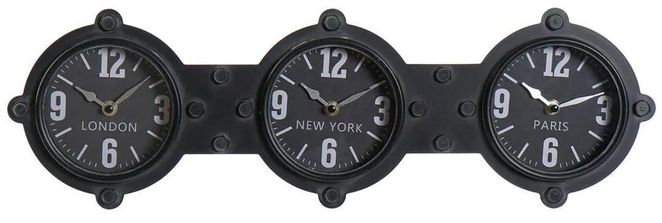 Orologio da Parete DKD Home Decor Vetro Nero Ferro (58 x 6.5 x 18 cm)