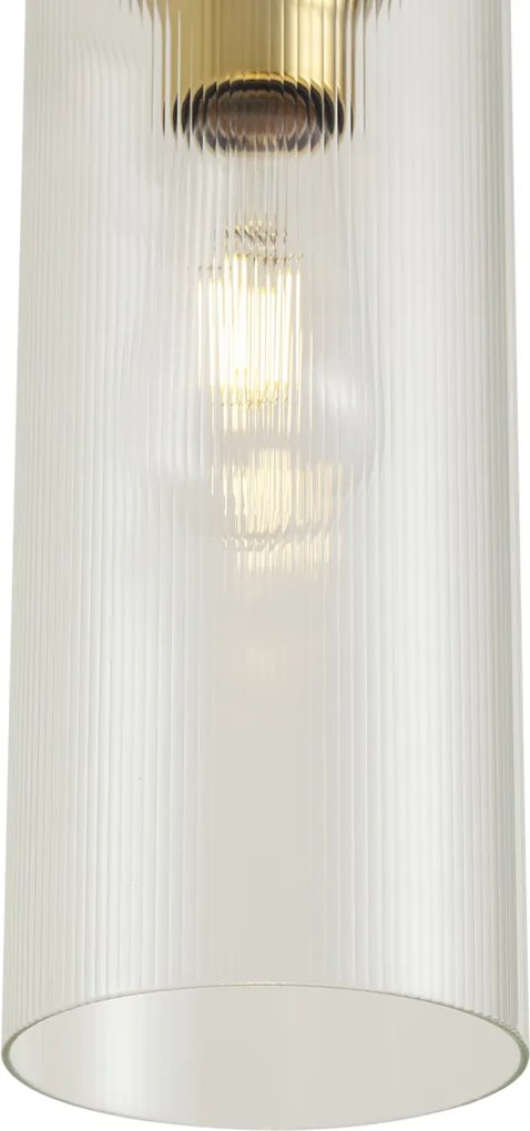 Lampada a sospensione Art Déco oro con vetro trasparente per sistema a binario monofase - Iconic Laura