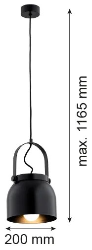 Argon 8281 - Lampadario a sospensione con filo LOGAN 1xE27/15W/230V diametro 20 cm nero